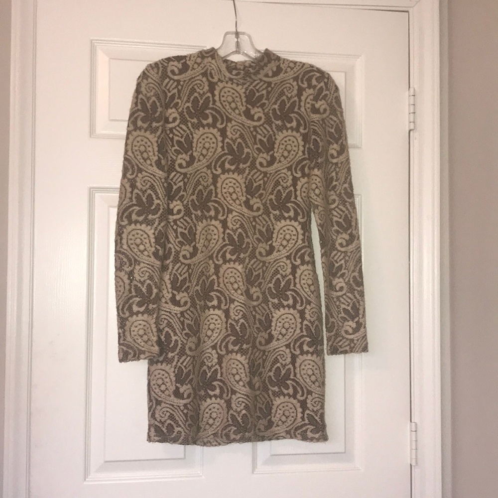 Nude knit Floral party dress by Pins and Needles